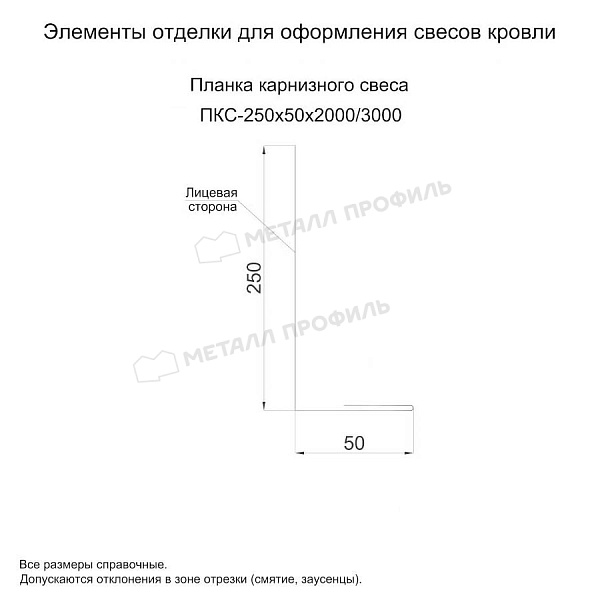 Планка карнизного свеса 250х50х2000 (PURETAN Д-20-7005\7005-0.5) ― заказать недорого в Пскове.